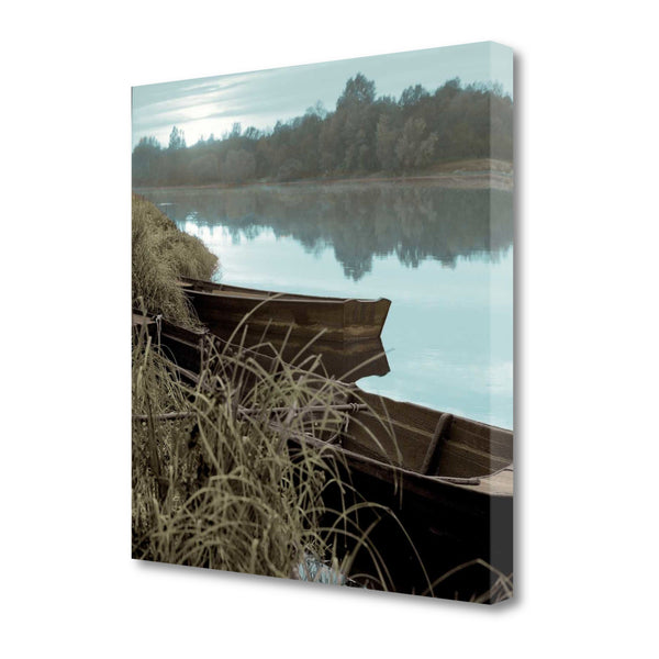 Boats on Lake View 1 Giclee Wrap Canvas Wall Art