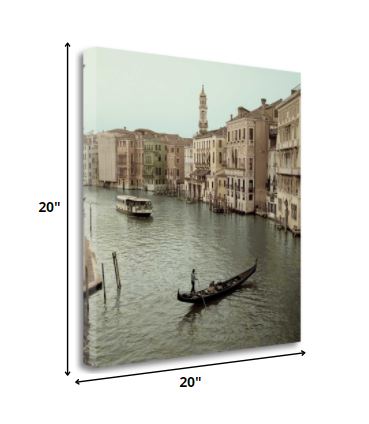 20" Venetian Grand Canals with GondolaGiclee Wrap Canvas Wall Art.