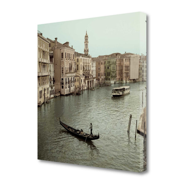 20" Venetian Grand Canals with GondolaGiclee Wrap Canvas Wall Art.