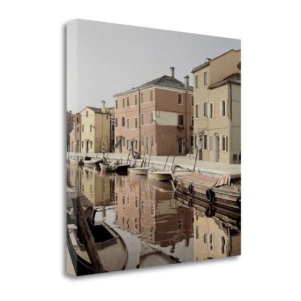 20" Vintage Coastal Town by the Canal Gallery Wrap Canvas Wall Art