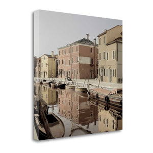 25" Vintage Coastal Town by the Canal Gallery Wrap Canvas Wall Art