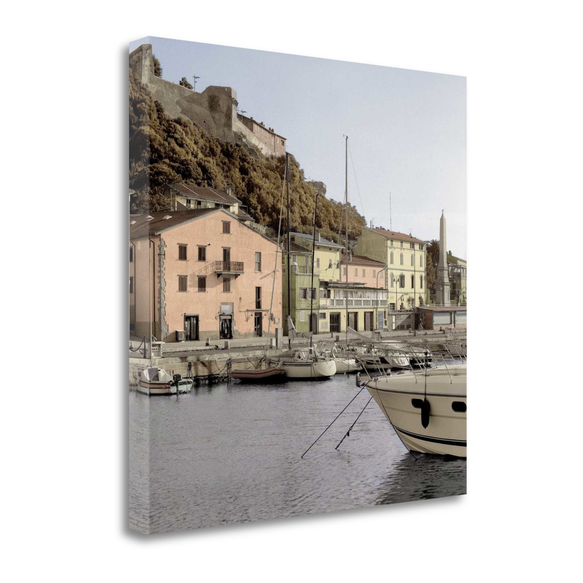 30" Picturesque Tuscan Harbour Giclee Wrap Canvas Wall Art