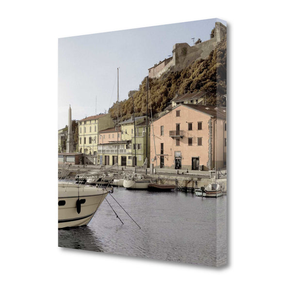 30" Picturesque Tuscan Harbour Giclee Wrap Canvas Wall Art