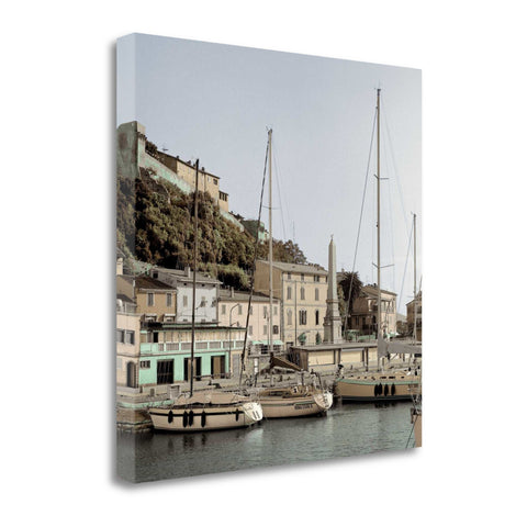 30" Picturesque Tuscan Village on a Harbour Giclee Wrap Canvas Wall Art