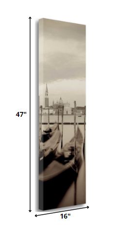 16" Gondolas Against The Church of San Giorgio Maggiore Giclee Wrap Canvas Wall Art