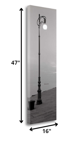 47" Vintage Black and White Lamppost Giclee Wrap Canvas Wall Art