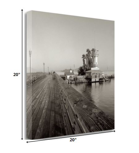 Black and White Beach Pier 1 Giclee Wrap Canvas Wall Art