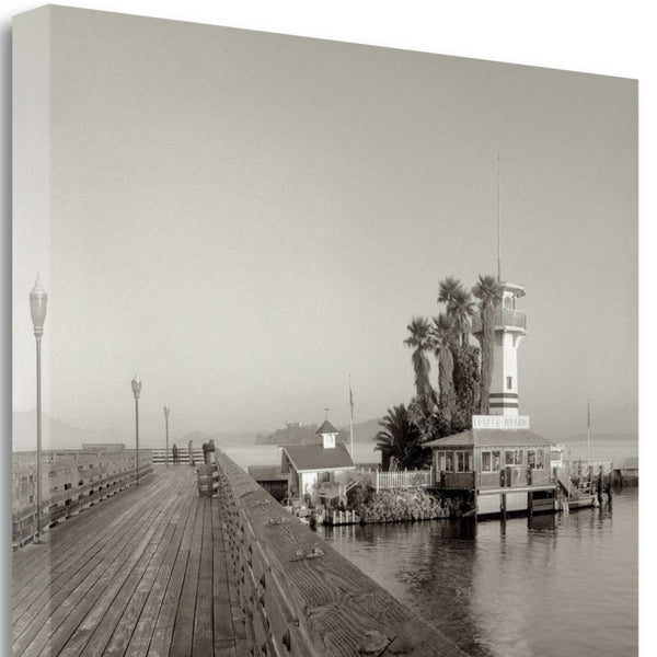 Black and White Beach Pier 1 Giclee Wrap Canvas Wall Art