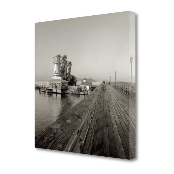 Black and White Beach Pier 1 Giclee Wrap Canvas Wall Art