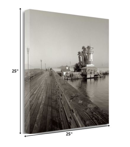 Black and White Beach Pier 2 Giclee Wrap Canvas Wall Art