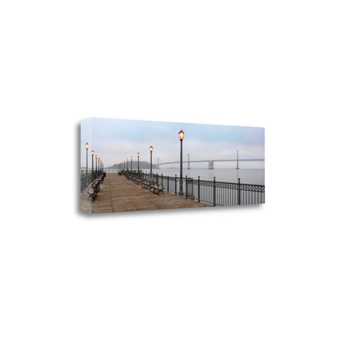 47" Modern Panoramic View City Pier Gallery Wrap Canvas Wall Art