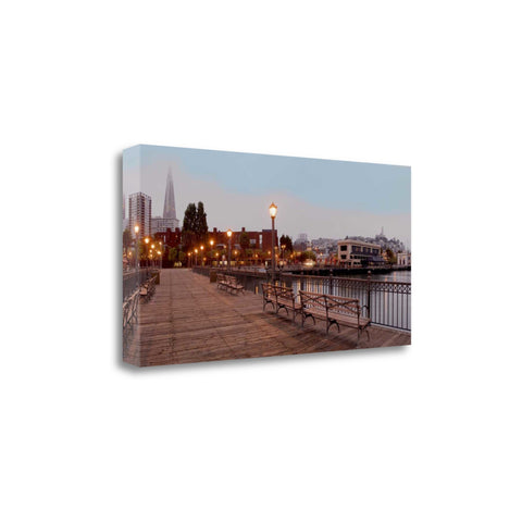 29" Modern Panoramic View City Pier Gallery Wrap Canvas Wall Art