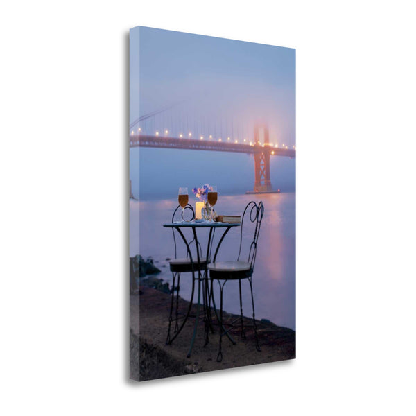 Rectangle Bistro Café Golden Gate Bridge 2 Giclee Wrap Canvas Wall Art