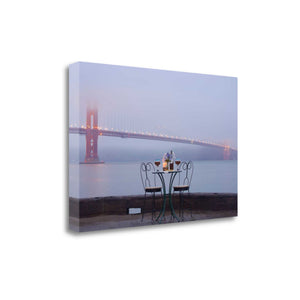 Rectangle Foggy Night Bistro Café Golden Gate Bridge 2 Giclee Wrap Canvas Wall Art