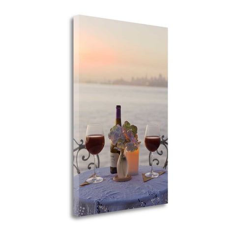 Up Close Sunset Wine Night For Two City 2 Giclee Wrap Canvas Wall Art