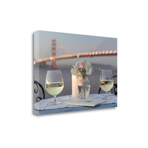 Up Close Romantic Wine Night For Two Golden Gate Bridge 1 Giclee Wrap Canvas Wall Art