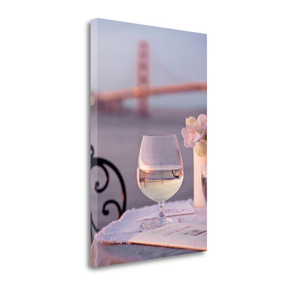 Single Glass of Wine Golden Gate Bridge 1 Giclee Wrap Canvas Wall Art