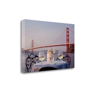 Romantic Wine Night For Two Golden Gate Bridge 2 Giclee Wrap Canvas Wall Art