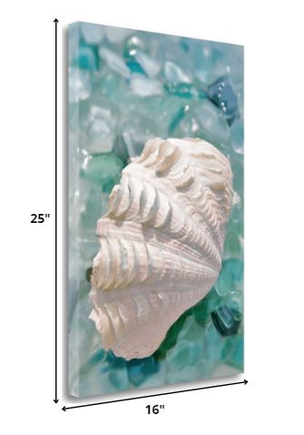 31" Pearl Shell and Colorful Seaglass Giclee Wrap Canvas Wall Art