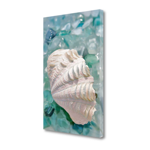 31" Pearl Shell and Colorful Seaglass Giclee Wrap Canvas Wall Art