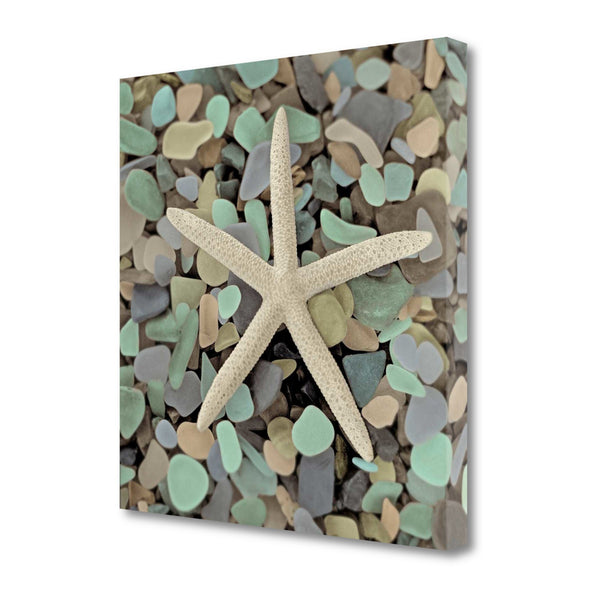 10" Starfish and Colorful Seaglass 1 Giclee Wrap Canvas Wall Art