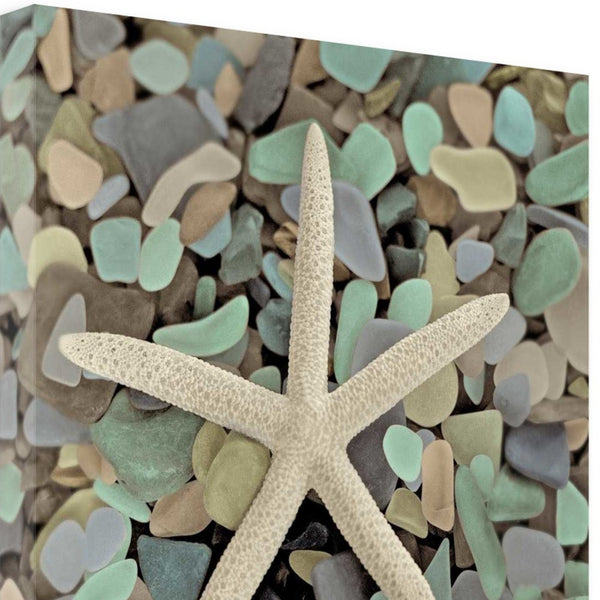 10" Starfish and Colorful Seaglass 2 Giclee Wrap Canvas Wall Art