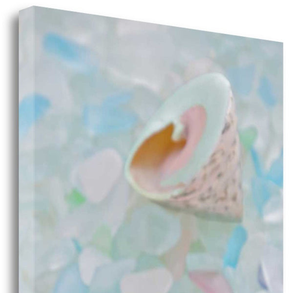 5" Speckled Snail Shell and Colorful Seaglass Giclee Wrap Canvas Wall Art