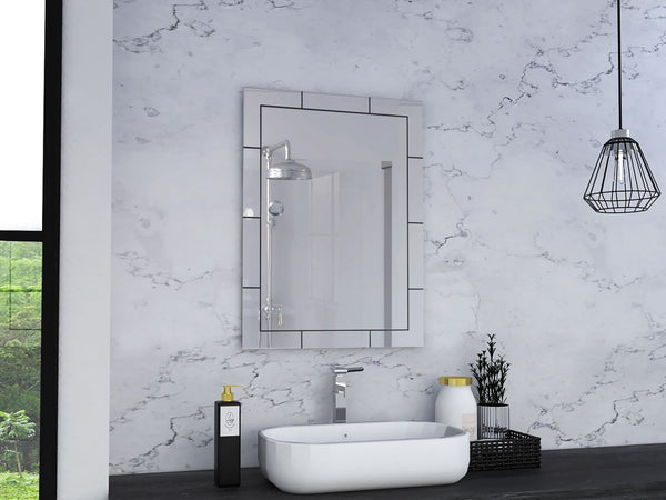 Modern Beveled Tile Design Wall Mirror