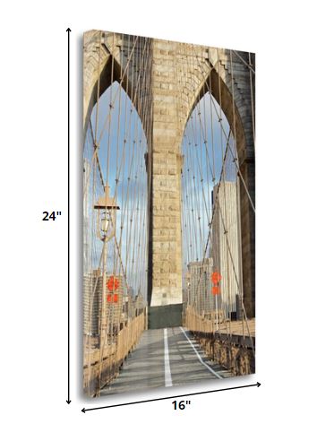 16" Modern Architectural Brooklyn Bridge Gallery Wrap Canvas Wall Art