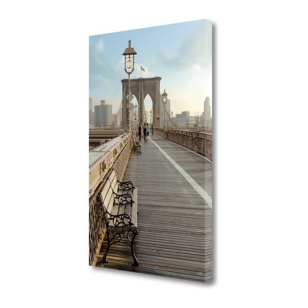 16" Modern Pedestrian Path on Brooklyn Bridge Gallery Wrap Canvas Wall Art