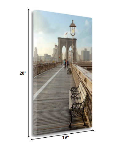 19" Modern Photograph of Brooklyn Bridge Gallery Wrap Canvas Wall Art