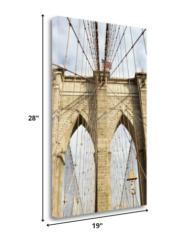 19" Street Light on Brooklyn Bridge Gallery Wrap Canvas Wall Art