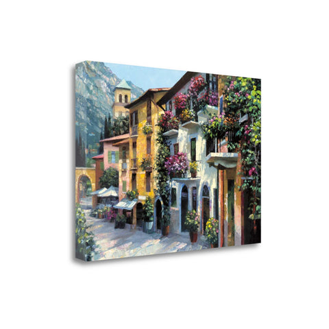 24" Village Pathway and Colorful Buildings Giclee Wrap Canvas Wall Art