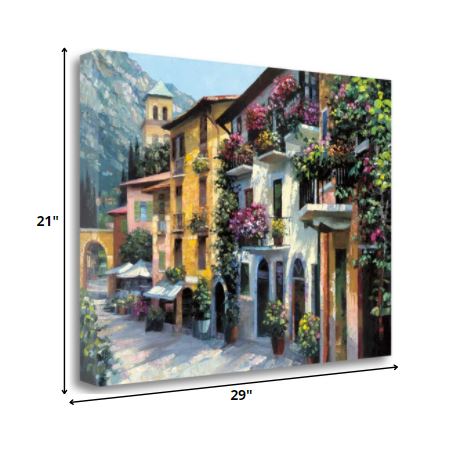 29" Village Pathway and Colorful Buildings Giclee Wrap Canvas Wall Art