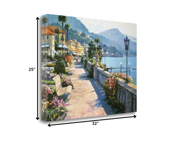 32" Coastal Promenade Print on Gallery Wrap Canvas Wall Art