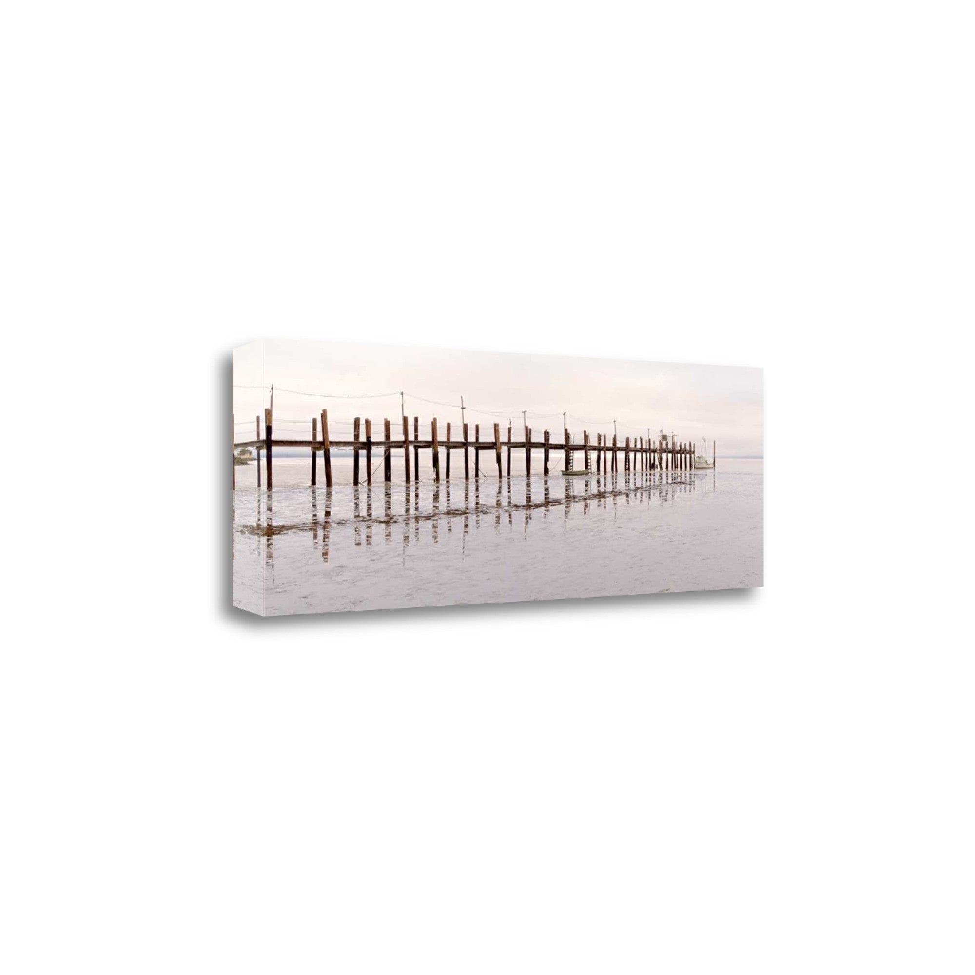 40" Old Fishing Pier Over Tranquil Waters Giclee Wrap Canvas Wall Art