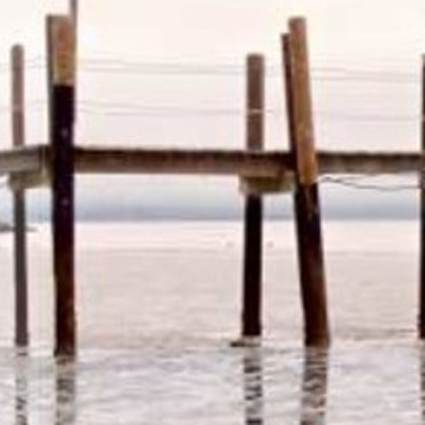 40" Old Fishing Pier Over Tranquil Waters Giclee Wrap Canvas Wall Art