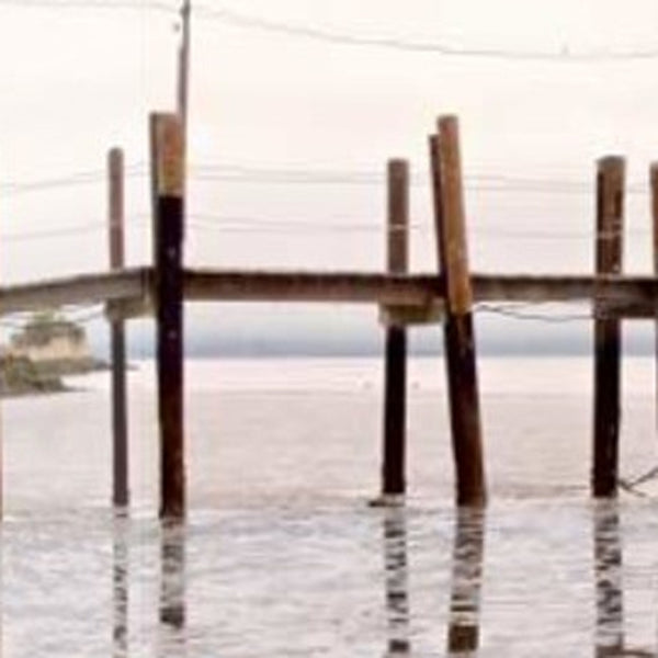 40" Old Fishing Pier Over Tranquil Waters Giclee Wrap Canvas Wall Art