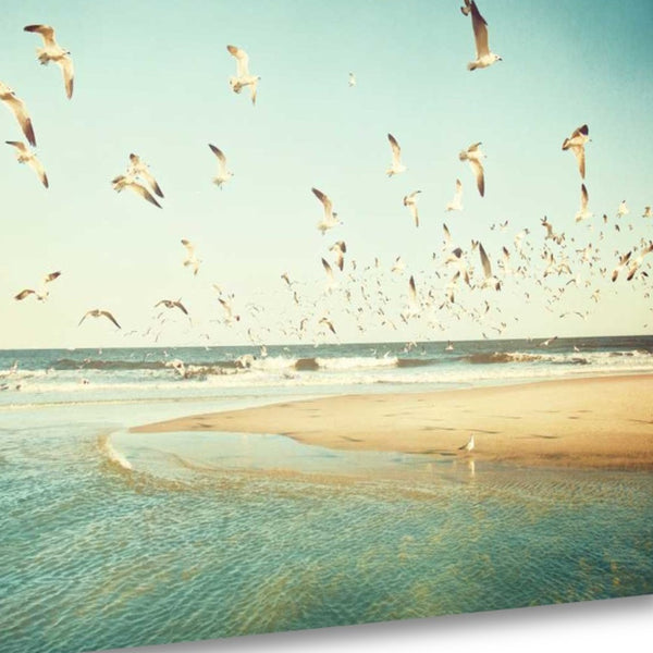 Flying Seagulls Over Water 2 Giclee Wrap Canvas Wall Art