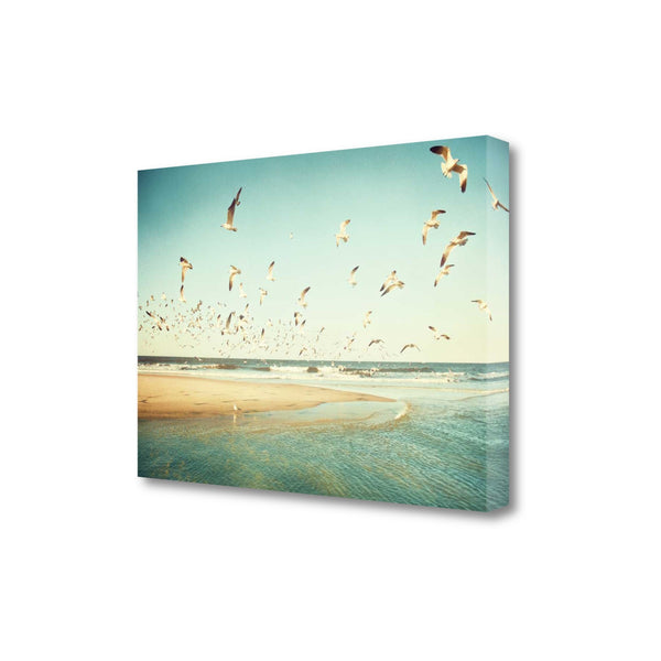 Flying Seagulls Over Water 2 Giclee Wrap Canvas Wall Art