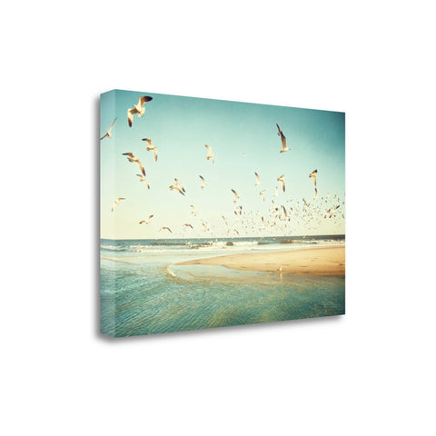 Flying Seagulls Over Water 3 Giclee Wrap Canvas Wall Art