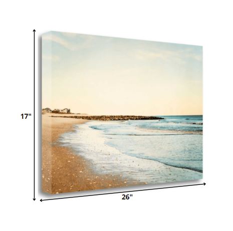 26" Turquoise Backwash Beautiful Coastal Beach Giclee Wrap Canvas Wall Art