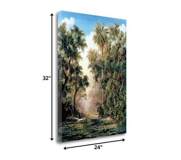 24" Tropical Green River Print on Gallery Wrap Canvas Wall Art