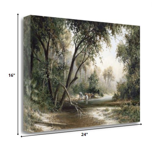 Animals at the Creek 1 Giclee Wrap Canvas Wall Art