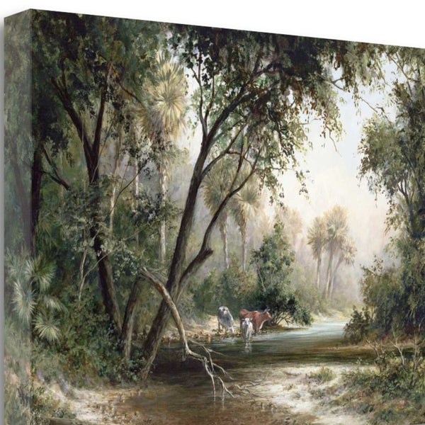 Animals at the Creek 1 Giclee Wrap Canvas Wall Art