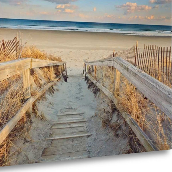 24" Beach Boardwalk to the Ocean Giclee Wrap Canvas Wall Art