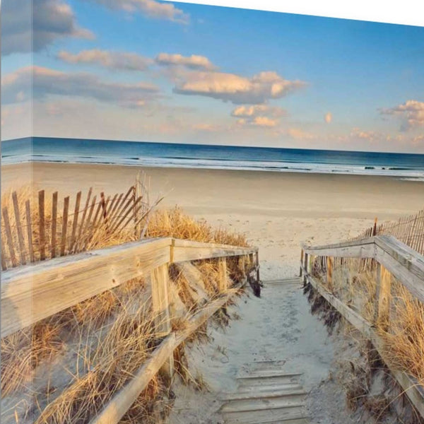 34" Beach Boardwalk to the Ocean Giclee Wrap Canvas Wall Art