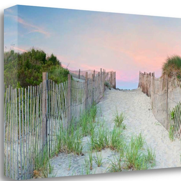 29" Beach Entrance with Pink Sunset 1 Giclee Wrap Canvas Wall Art