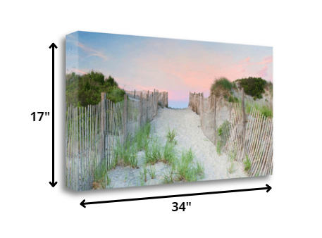 34" Beach Entrance with Pink Sunset 2 Giclee Wrap Canvas Wall Art