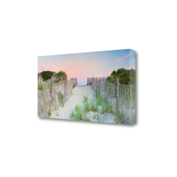 39" Beach Entrance with Pink Sunset 3 Giclee Wrap Canvas Wall Art